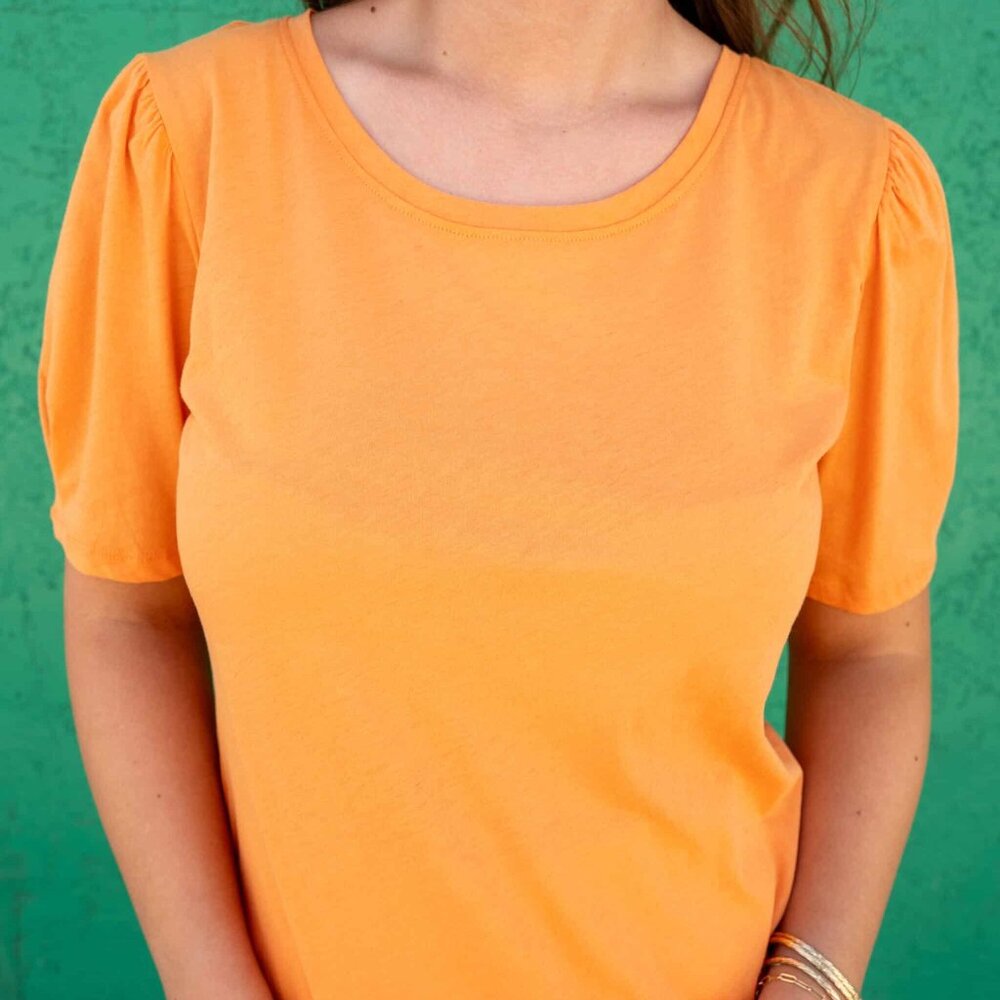 NWT - Another Love Scarlette Puff Sleeve Top in Mango Orange - Picture 4 of 5